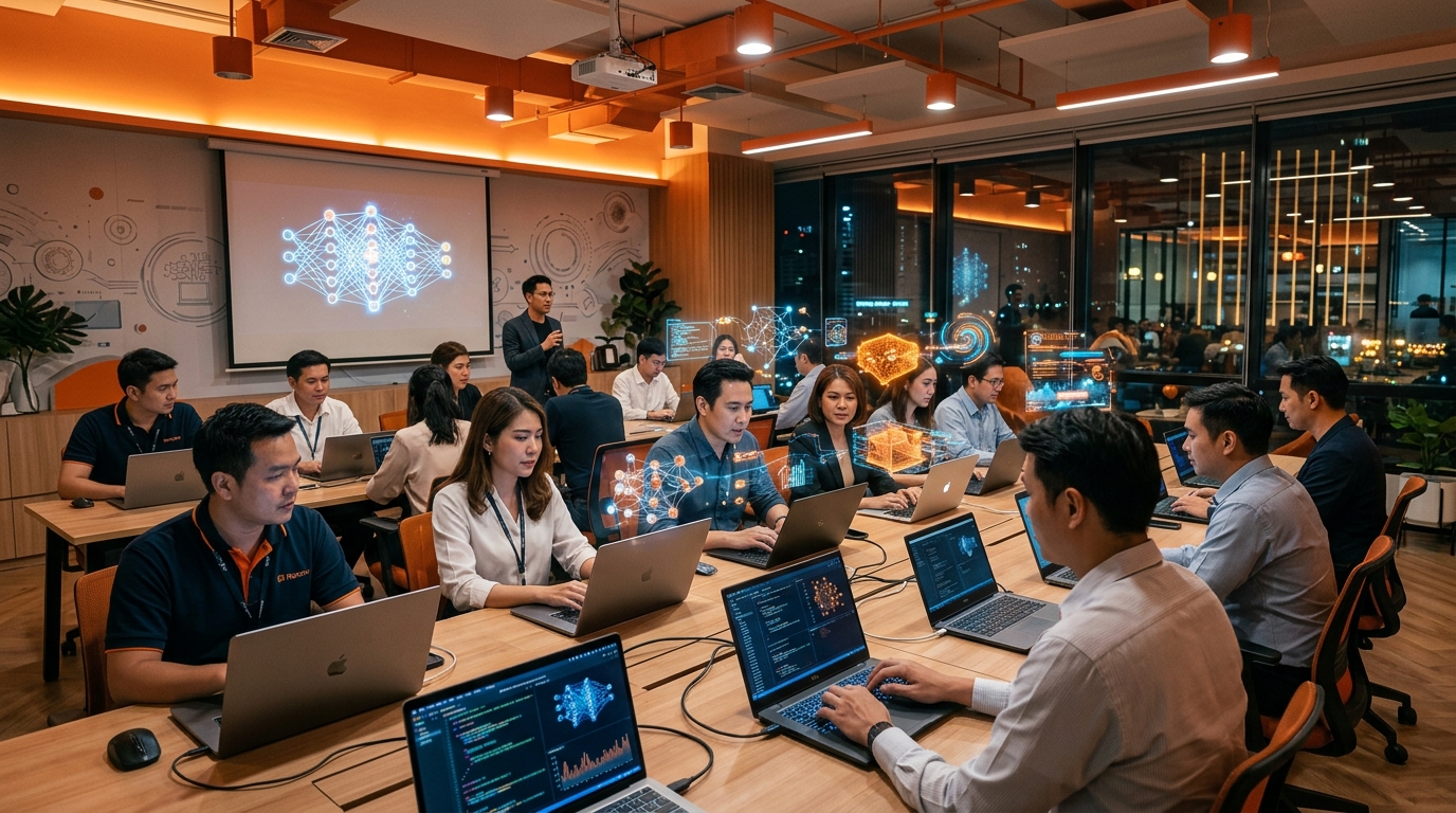 ปิดช่องโหว่ทักษะ 95%: โครงสร้างการฝึกอบรม AI สำหรับองค์กรและสร้าง CoE ปี 2026