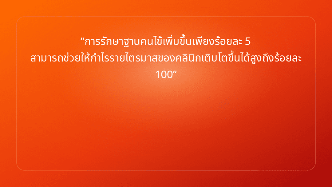การรักษาฐานคนไข้เพิ่มขึ้นเพียงร้อยละ 5 สามารถช่วยให้กำไรรายไตรมาสของคลินิกเติ…