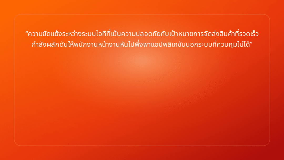 ความขัดแย้งระหว่างระบบไอทีที่เน้นความปลอดภัยกับเป้าหมายการจัดส่งสินค้าที่รวดเ…
