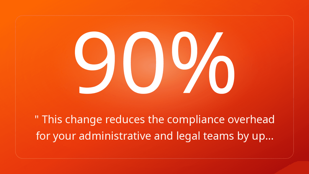 " This change reduces the compliance overhead for your administrative and legal teams by up…