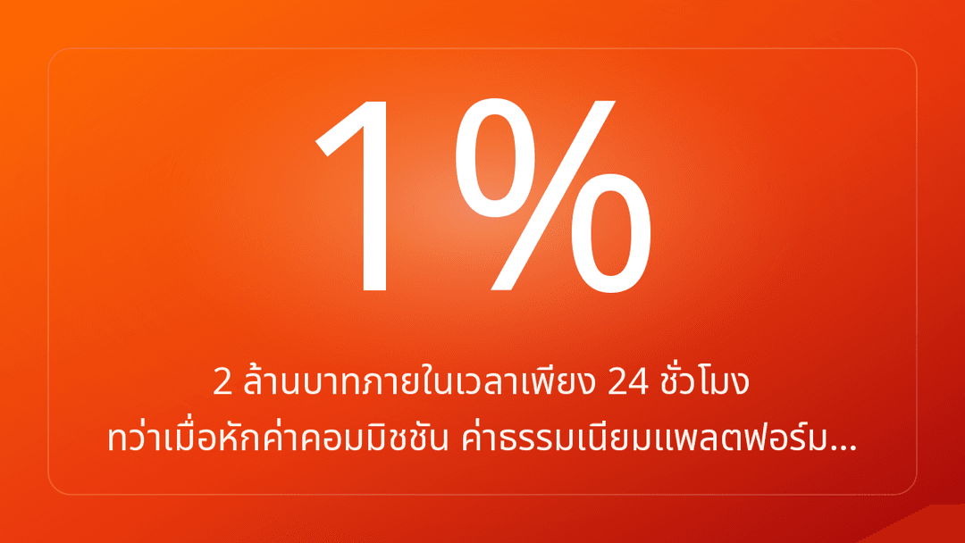 2 ล้านบาทภายในเวลาเพียง 24 ชั่วโมง ทว่าเมื่อหักค่าคอมมิชชัน ค่าธรรมเนียมแพลตฟอร์ม…