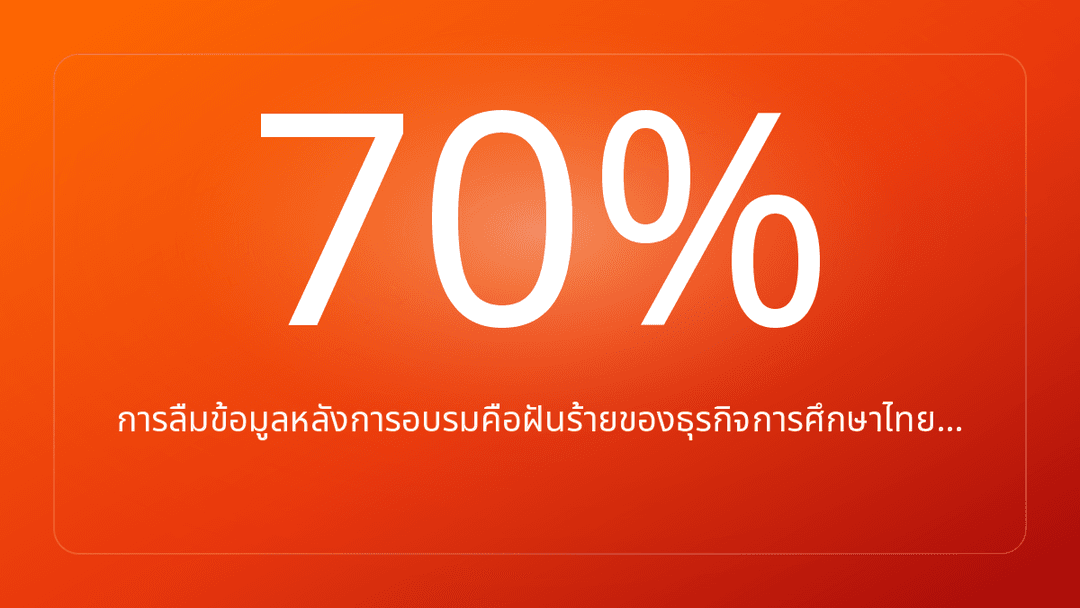 การลืมข้อมูลหลังการอบรมคือฝันร้ายของธุรกิจการศึกษาไทย…