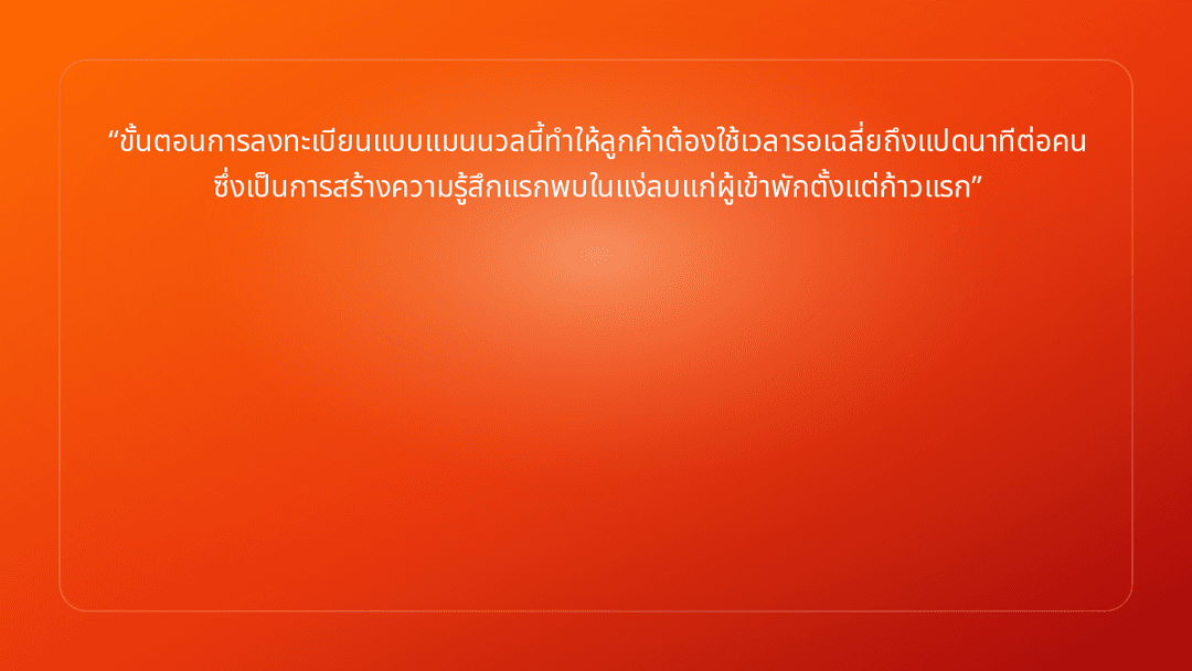 ขั้นตอนการลงทะเบียนแบบแมนนวลนี้ทำให้ลูกค้าต้องใช้เวลารอเฉลี่ยถึงแปดนาทีต่อคน …
