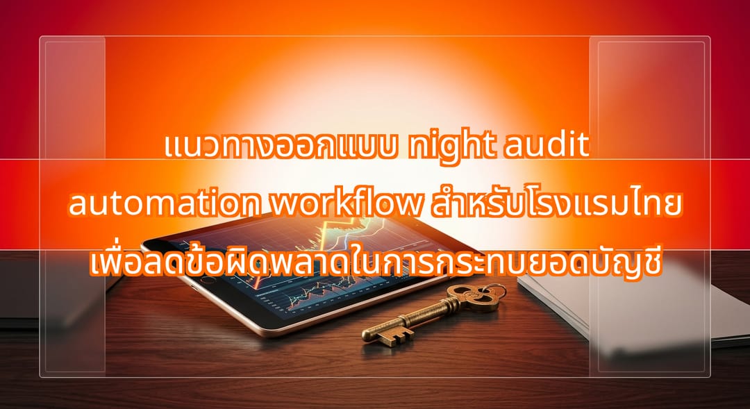 a glowing digital tablet displaying financial graphs next to a brass vintage hotel room key on a dark wooden desk