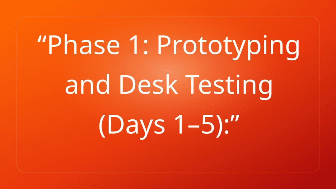 Phase 1: Prototyping and Desk Testing Days 1–5: