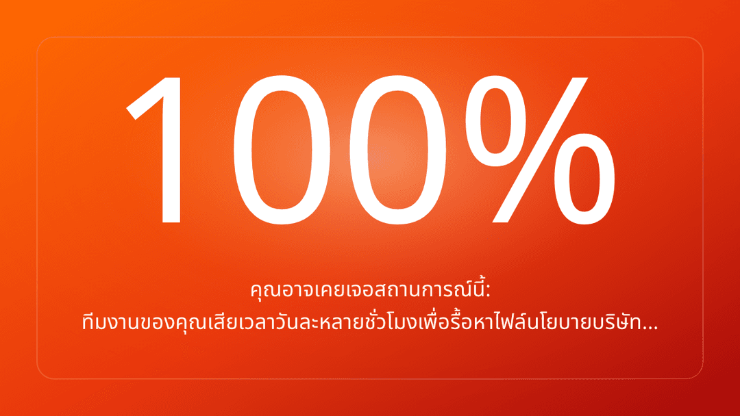 คุณอาจเคยเจอสถานการณ์นี้: ทีมงานของคุณเสียเวลาวันละหลายชั่วโมงเพื่อรื้อหาไฟล์นโยบายบริษัท…