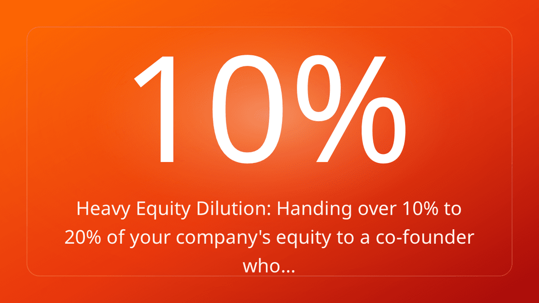 Heavy Equity Dilution: Handing over 10% to 20% of your company's equity to a co-founder who…