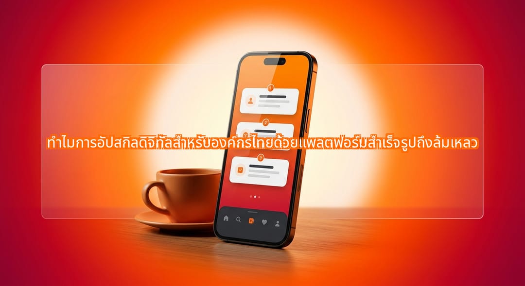 a close-up photograph of a modern smartphone showing an interactive step-by-step workflow guide on screen next to a coffee cup on a wooden table