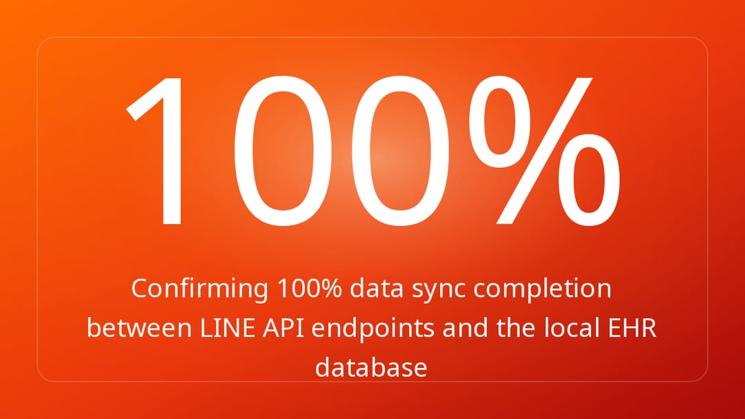 Confirming 100% data sync completion between LINE API endpoints and the local EHR database