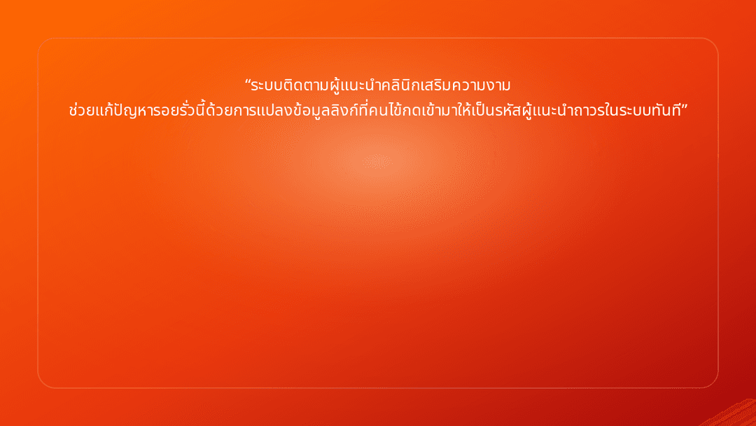 ระบบติดตามผู้แนะนำคลินิกเสริมความงาม ช่วยแก้ปัญหารอยรั่วนี้ด้วยการแปลงข้อมูลล…
