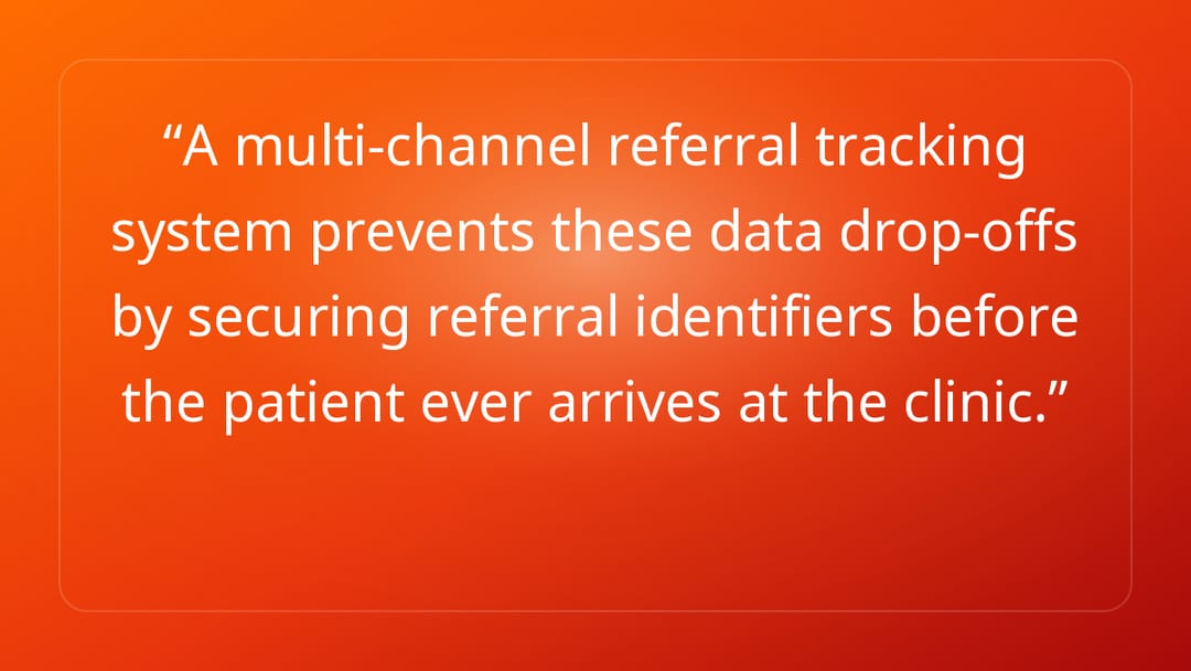 A multi-channel referral tracking system prevents these data drop-offs by sec…