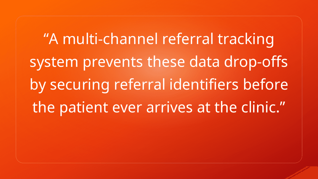 A multi-channel referral tracking system prevents these data drop-offs by sec…