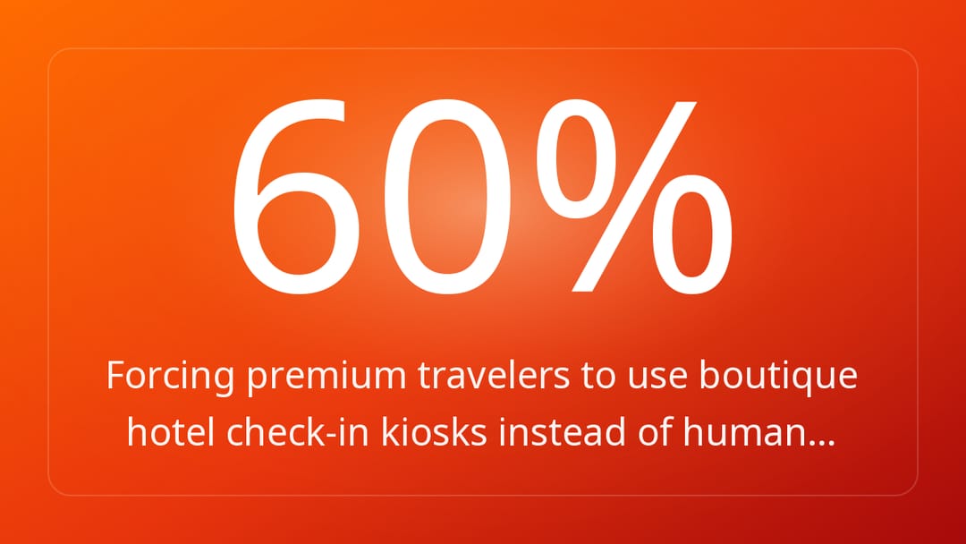 Forcing premium travelers to use boutique hotel check-in kiosks instead of human…