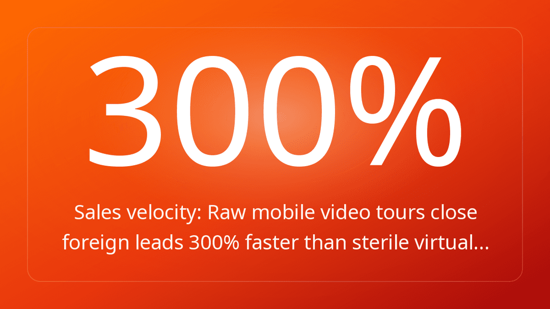 Sales velocity: Raw mobile video tours close foreign leads 300% faster than sterile virtual…