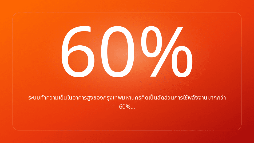 ระบบทำความเย็นในอาคารสูงของกรุงเทพมหานครคิดเป็นสัดส่วนการใช้พลังงานมากกว่า 60%…