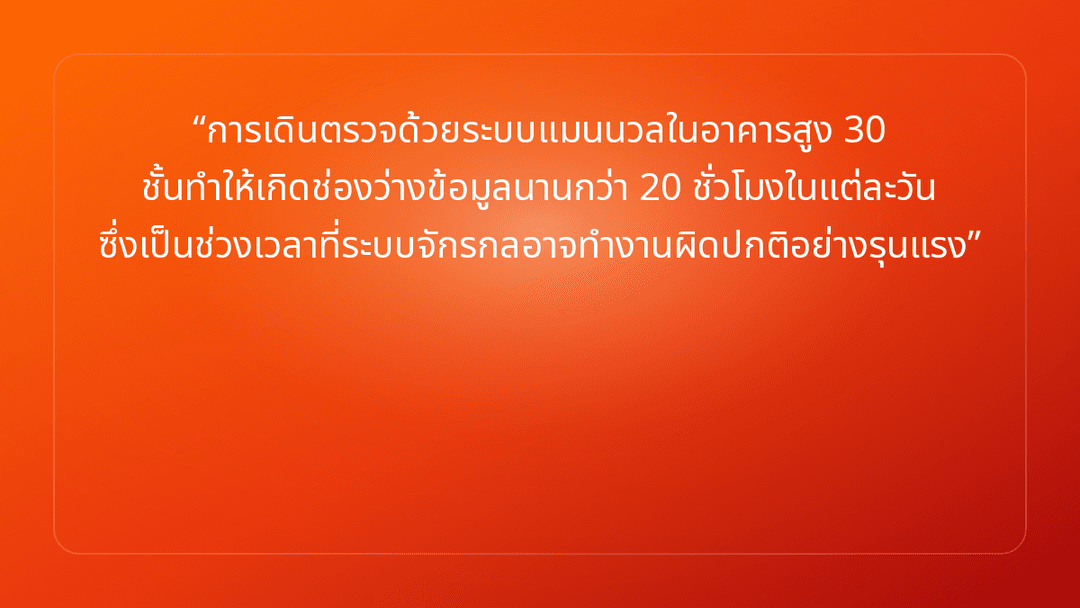 การเดินตรวจด้วยระบบแมนนวลในอาคารสูง 30 ชั้นทำให้เกิดช่องว่างข้อมูลนานกว่า 20 …