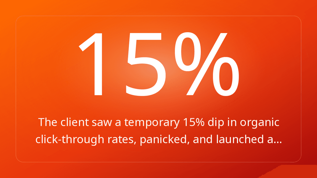 The client saw a temporary 15% dip in organic click-through rates, panicked, and launched a…