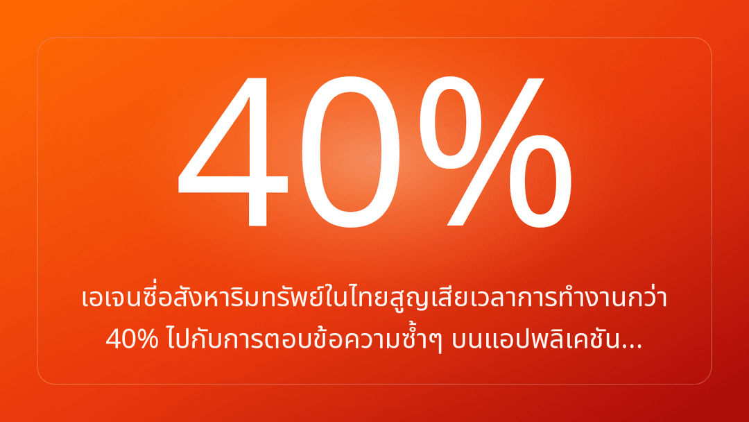 เอเจนซี่อสังหาริมทรัพย์ในไทยสูญเสียเวลาการทำงานกว่า 40% ไปกับการตอบข้อความซ้ำๆ บนแอปพลิเคชัน…