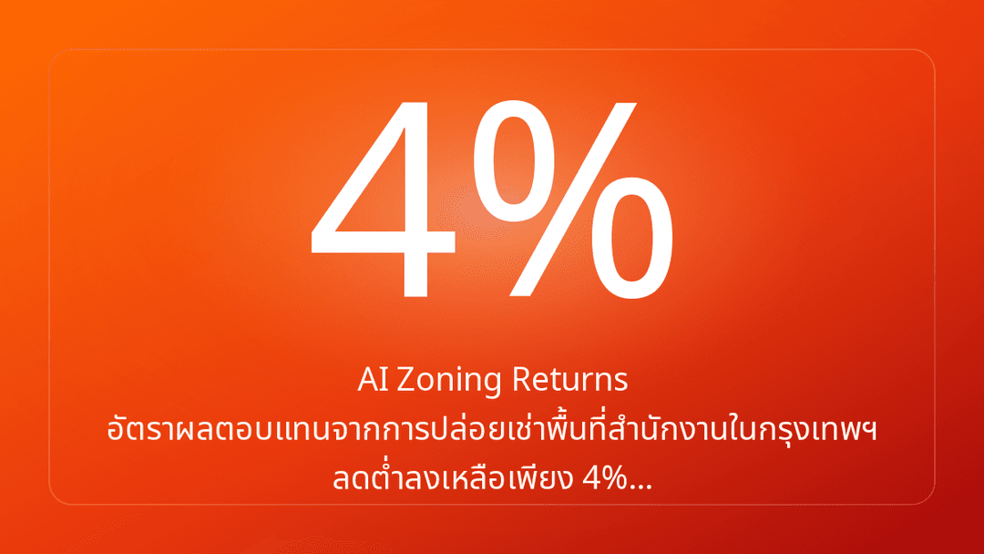 AI Zoning Returns อัตราผลตอบแทนจากการปล่อยเช่าพื้นที่สำนักงานในกรุงเทพฯ ลดต่ำลงเหลือเพียง 4%…