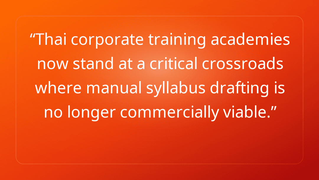 Thai corporate training academies now stand at a critical crossroads where ma…