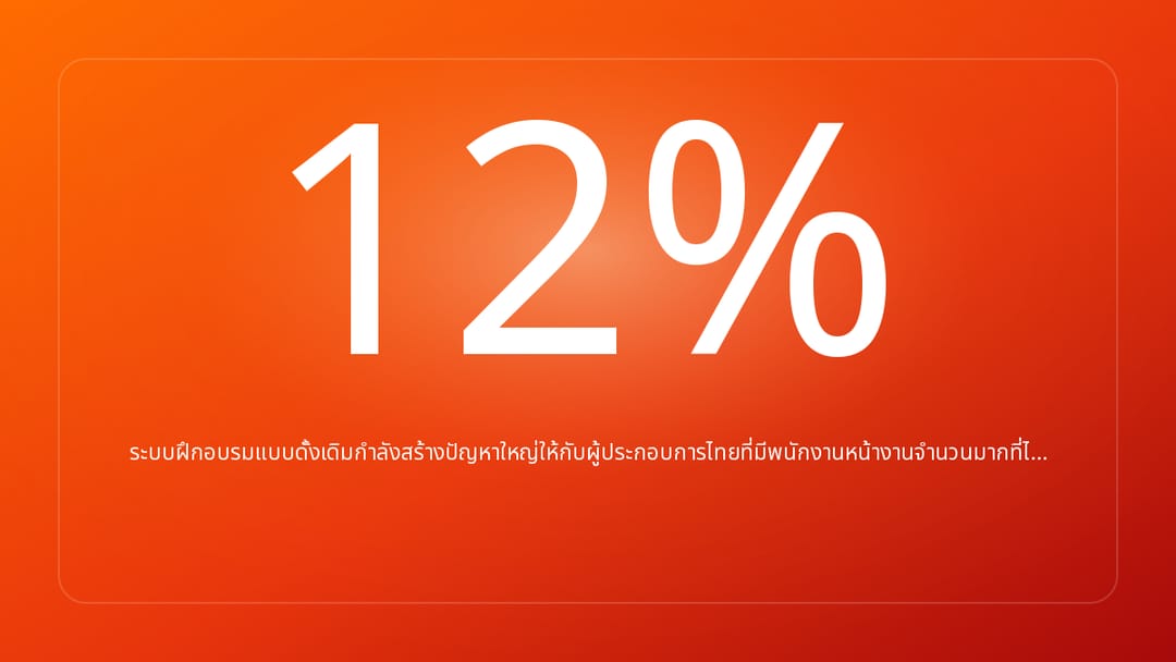 ระบบฝึกอบรมแบบดั้งเดิมกำลังสร้างปัญหาใหญ่ให้กับผู้ประกอบการไทยที่มีพนักงานหน้างานจำนวนมากที่ไ…