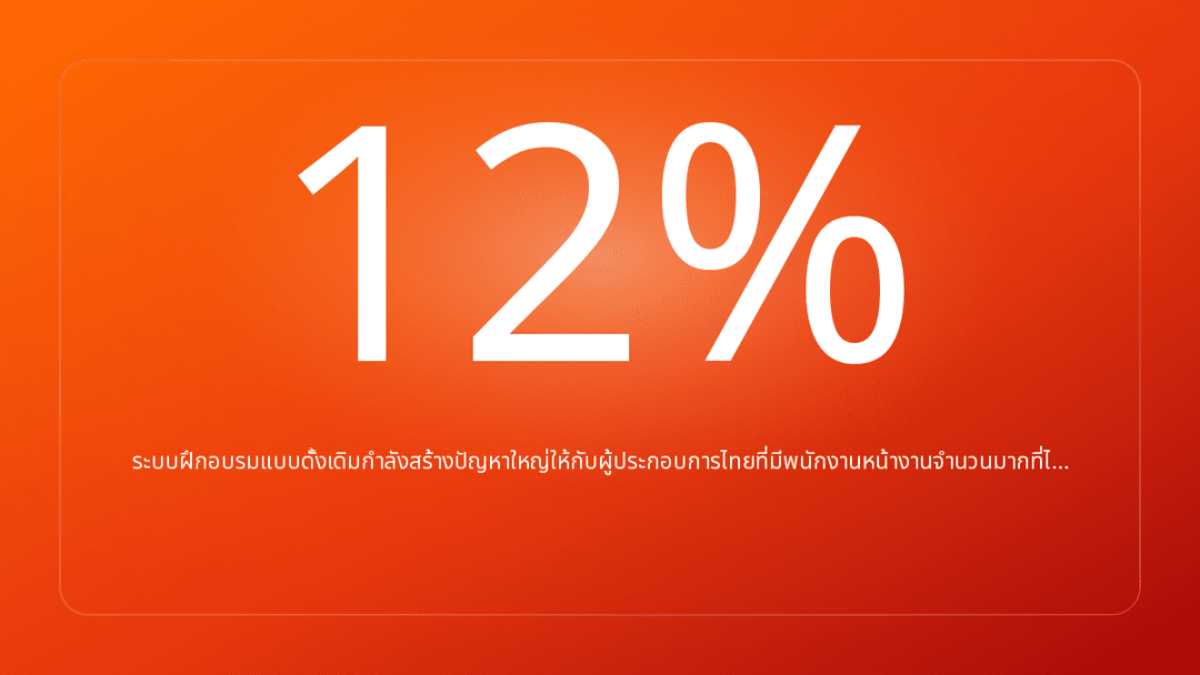 ระบบฝึกอบรมแบบดั้งเดิมกำลังสร้างปัญหาใหญ่ให้กับผู้ประกอบการไทยที่มีพนักงานหน้างานจำนวนมากที่ไ…