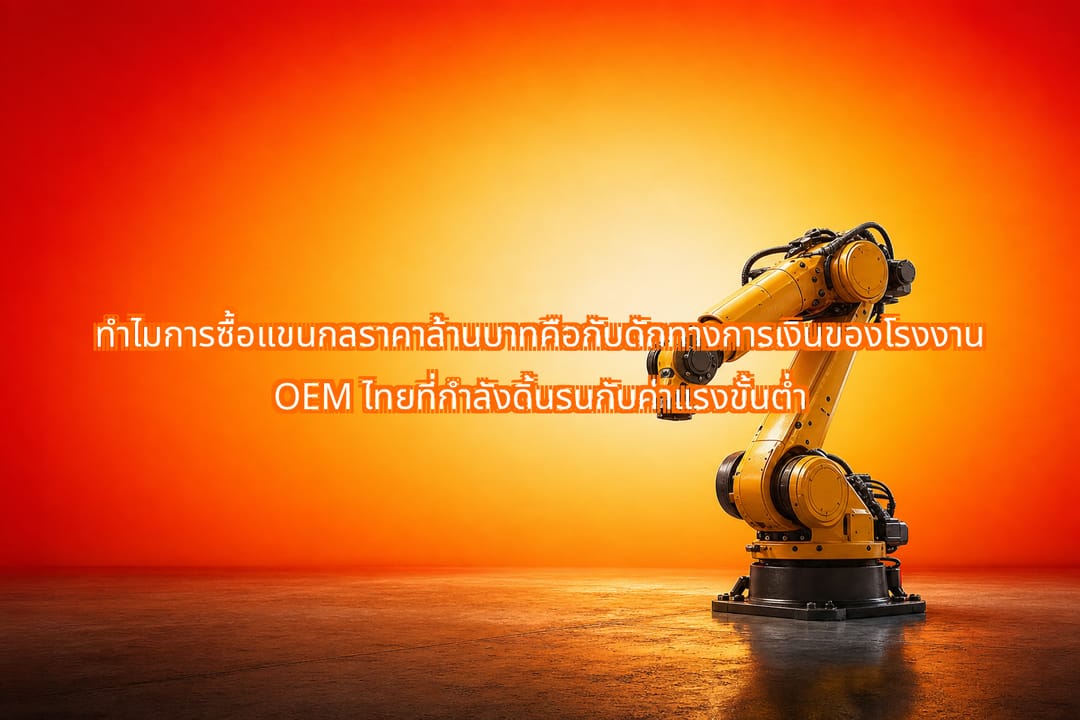 a heavy metallic yellow robotic arm sitting completely idle under a dusty spotlight on a quiet concrete factory floor
