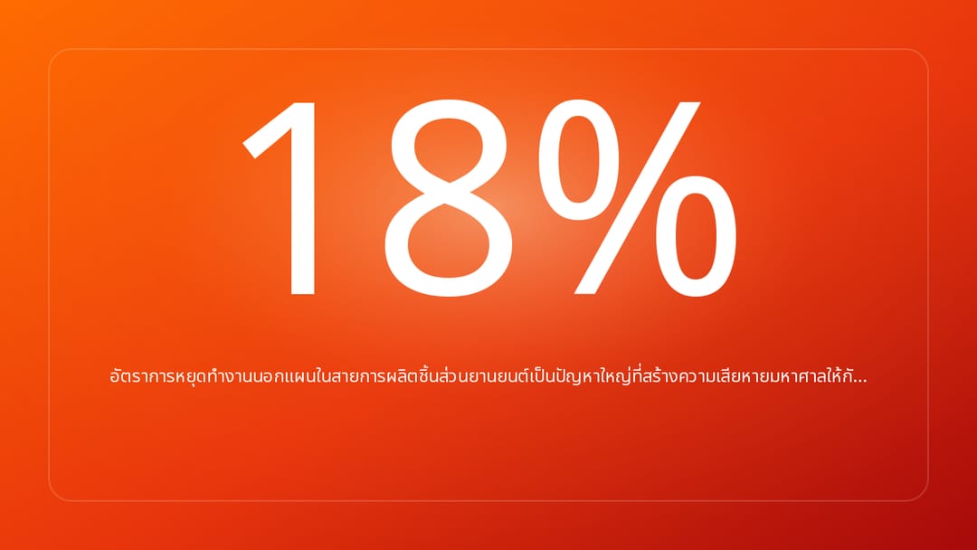 อัตราการหยุดทำงานนอกแผนในสายการผลิตชิ้นส่วนยานยนต์เป็นปัญหาใหญ่ที่สร้างความเสียหายมหาศาลให้กั…