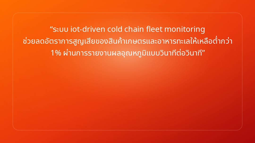 ระบบ iot-driven cold chain fleet monitoring ช่วยลดอัตราการสูญเสียของสินค้าเกษ…