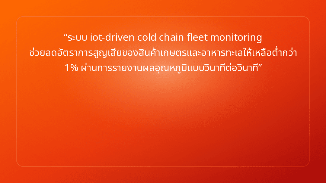 ระบบ iot-driven cold chain fleet monitoring ช่วยลดอัตราการสูญเสียของสินค้าเกษ…