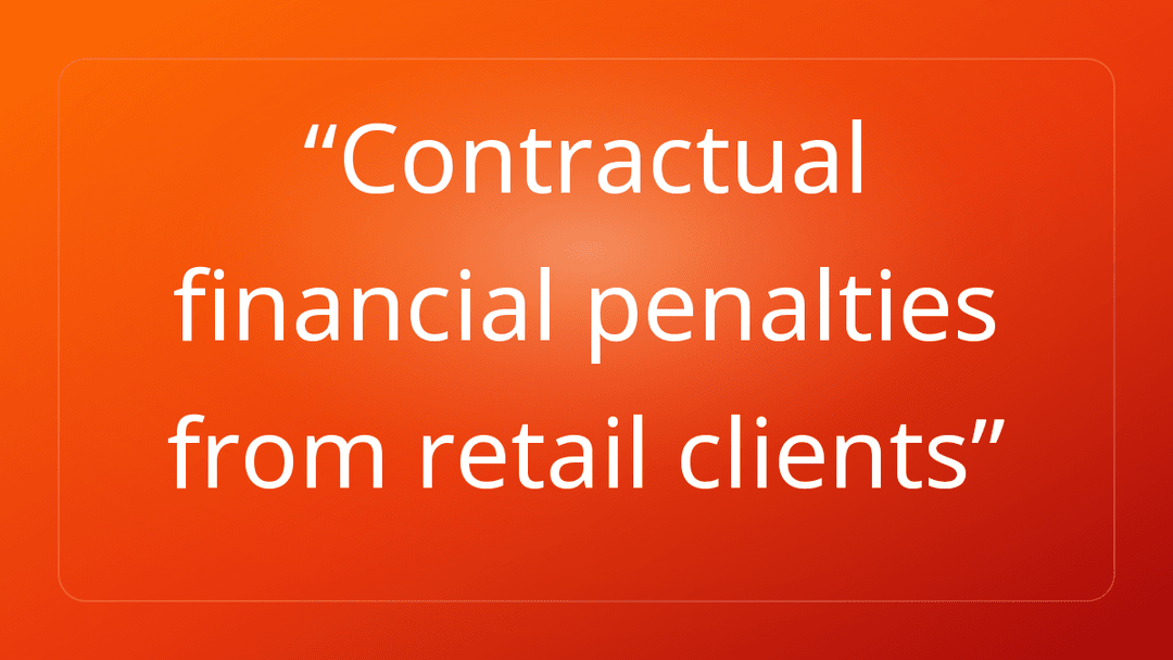 Contractual financial penalties from retail clients