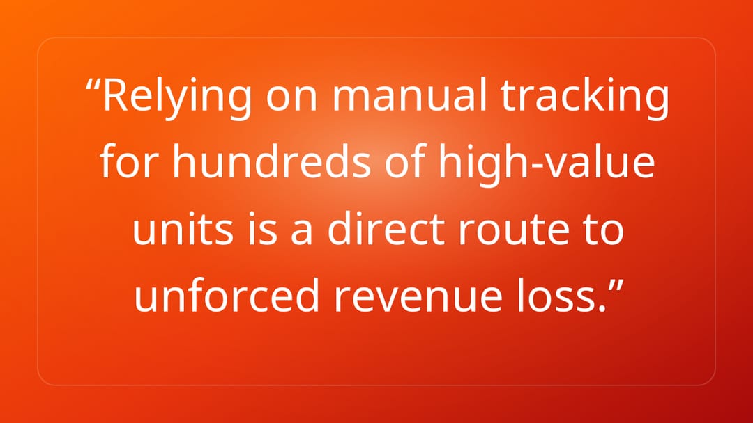 Relying on manual tracking for hundreds of high-value units is a direct route…