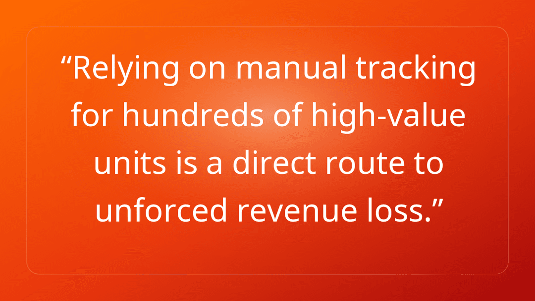 Relying on manual tracking for hundreds of high-value units is a direct route…