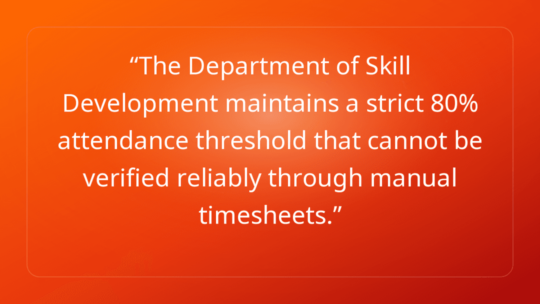 The Department of Skill Development maintains a strict 80% attendance thresho…