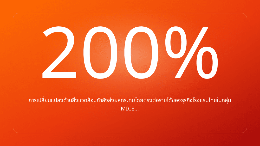 การเปลี่ยนแปลงด้านสิ่งแวดล้อมกำลังส่งผลกระทบโดยตรงต่อรายได้ของธุรกิจโรงแรมไทยในกลุ่ม MICE…