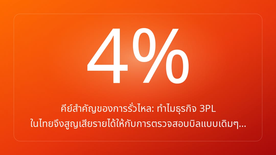 คีย์สำคัญของการรั่วไหล: ทำไมธุรกิจ 3PL ในไทยจึงสูญเสียรายได้ให้กับการตรวจสอบบิลแบบเดิมๆ…