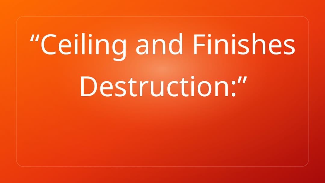 Ceiling and Finishes Destruction: