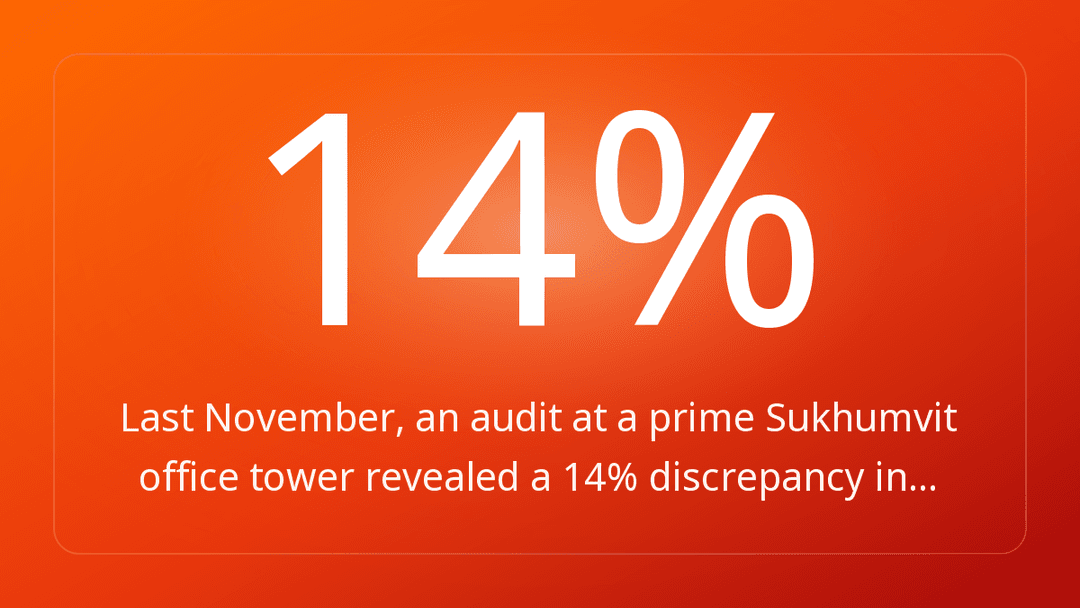 Last November, an audit at a prime Sukhumvit office tower revealed a 14% discrepancy in…