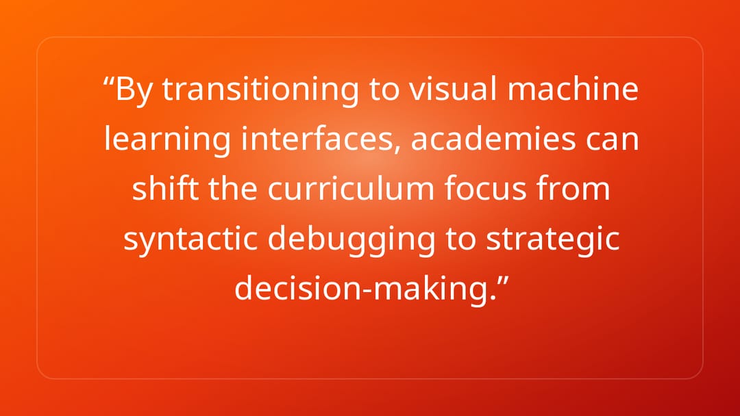 By transitioning to visual machine learning interfaces, academies can shift t…