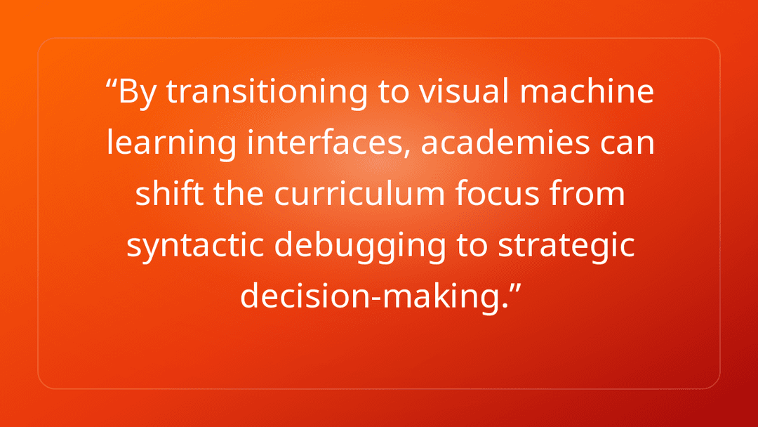 By transitioning to visual machine learning interfaces, academies can shift t…