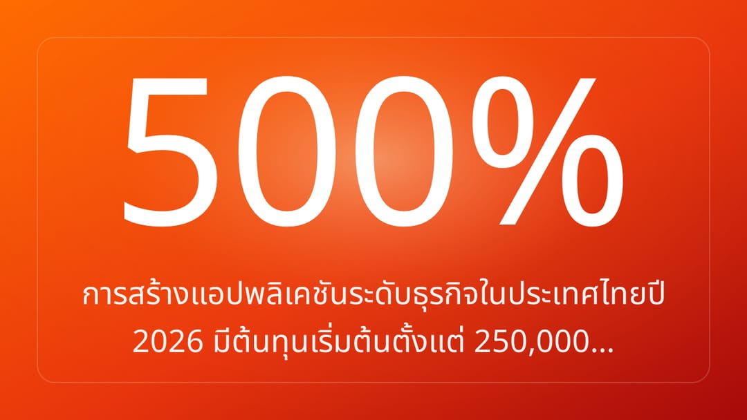 การสร้างแอปพลิเคชันระดับธุรกิจในประเทศไทยปี 2026 มีต้นทุนเริ่มต้นตั้งแต่ 250,000…