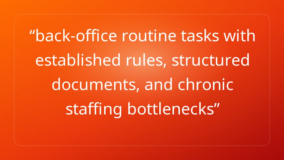 back-office routine tasks with established rules, structured documents, and c…