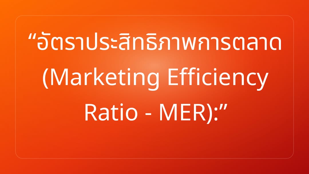 อัตราประสิทธิภาพการตลาด Marketing Efficiency Ratio - MER: