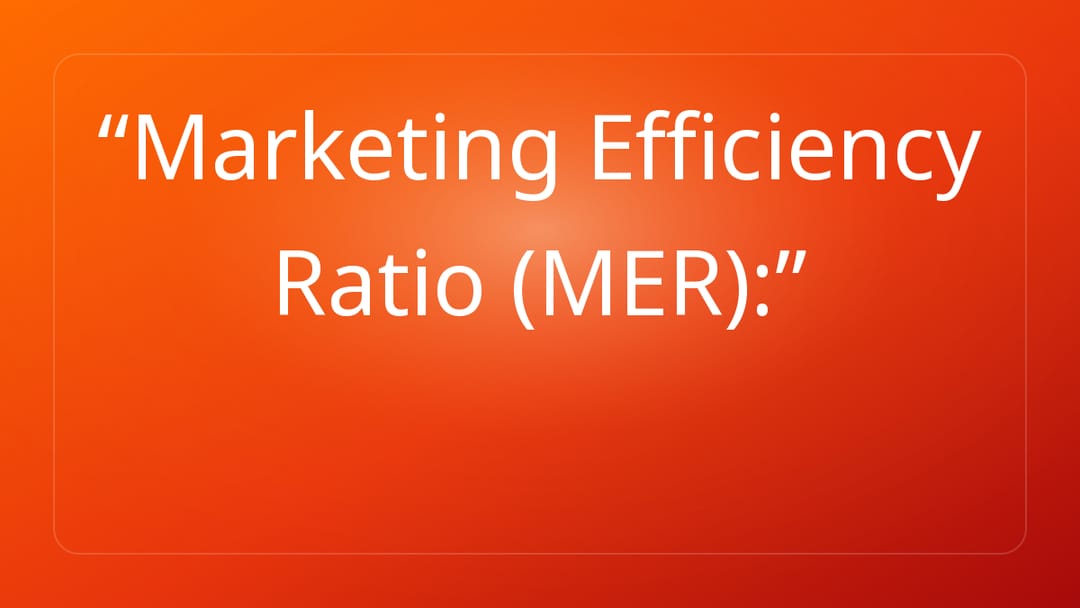 Marketing Efficiency Ratio MER: