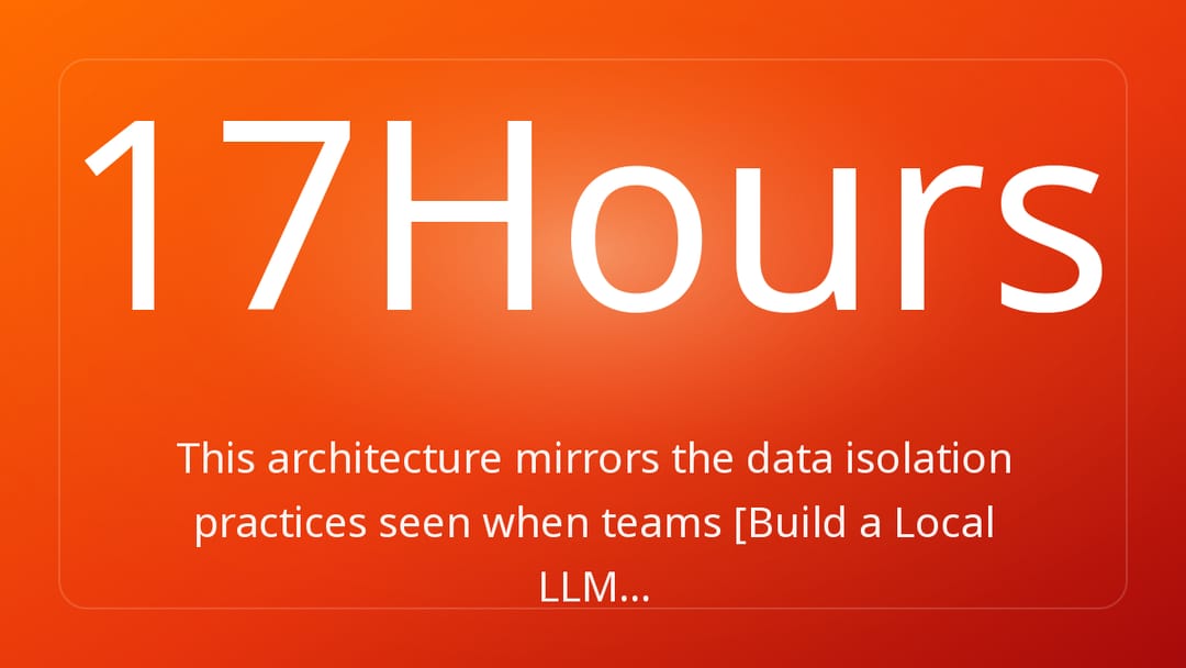 This architecture mirrors the data isolation practices seen when teams Build a Local LLM…