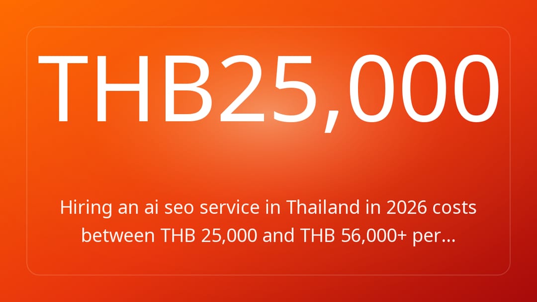 Hiring an ai seo service in Thailand in 2026 costs between THB 25,000 and THB 56,000+ per…